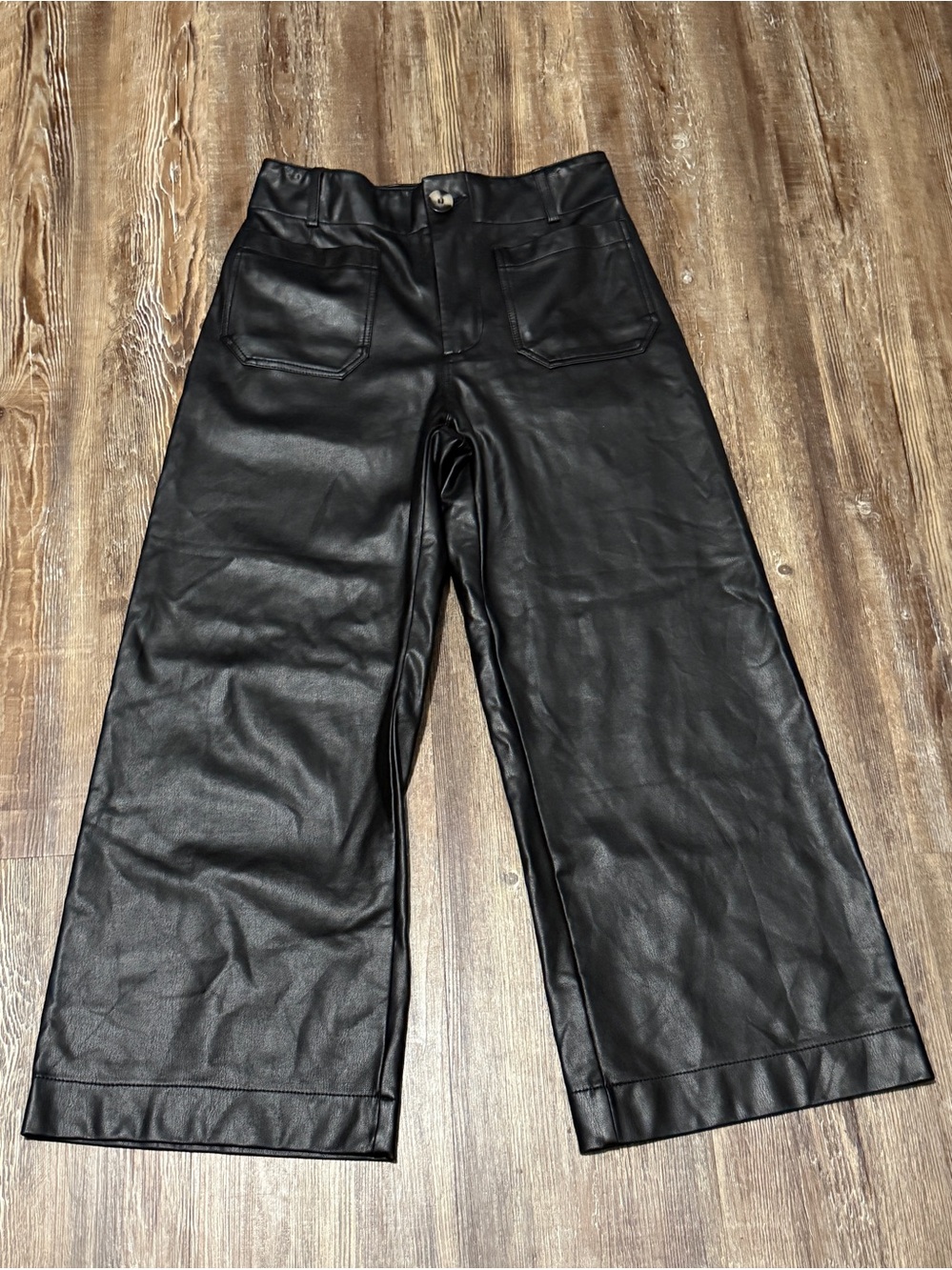 Maeve The Colette Faux Leather Pants Women's 26p Cropped Wide Leg Patch Pocket